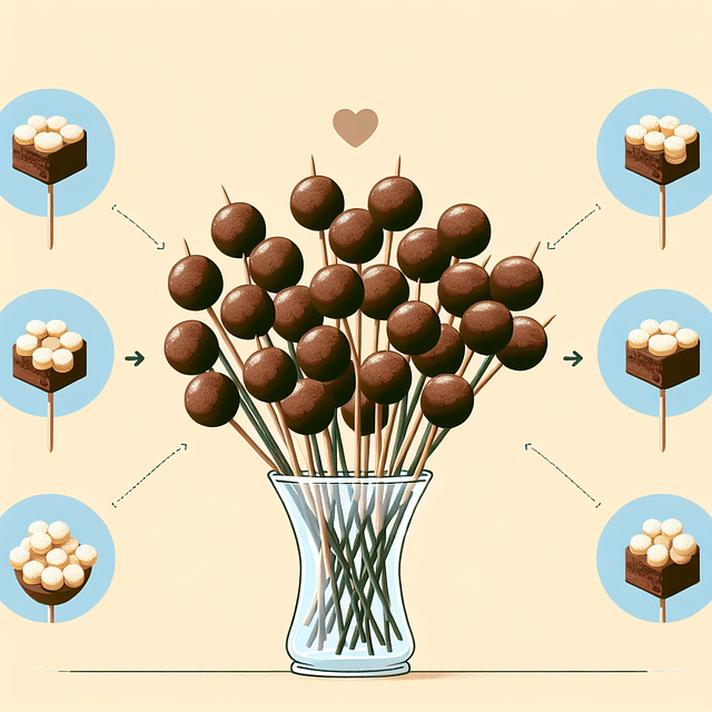 a vase filled with blondie bites on sticks resembling a bouquet