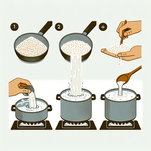 cooking rice in boiling milk