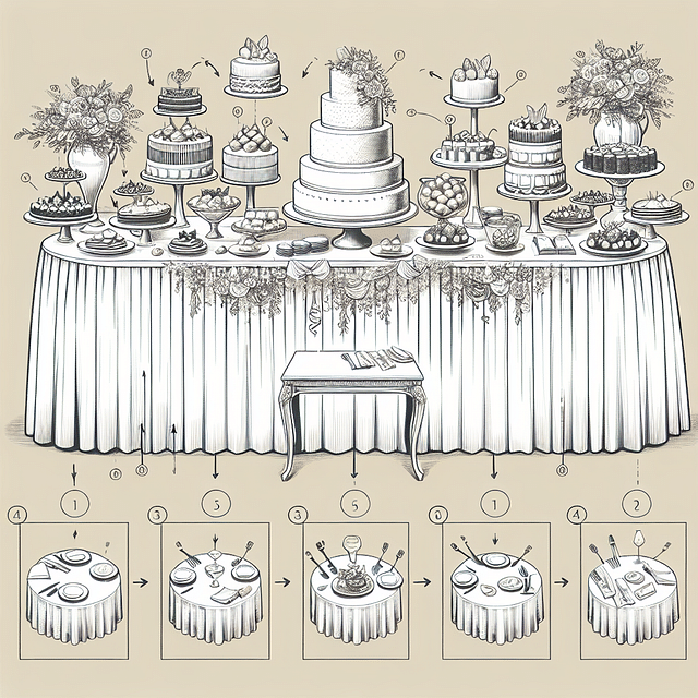 elegant dessert table layout sketch