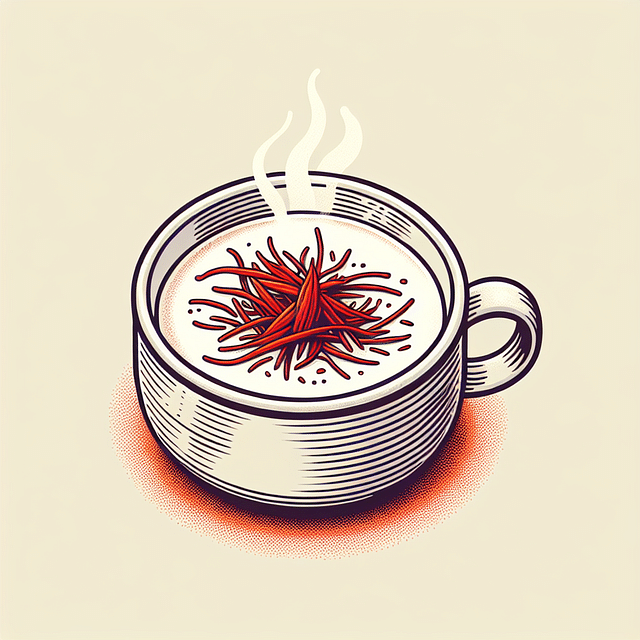 saffron strands soaking in warm milk