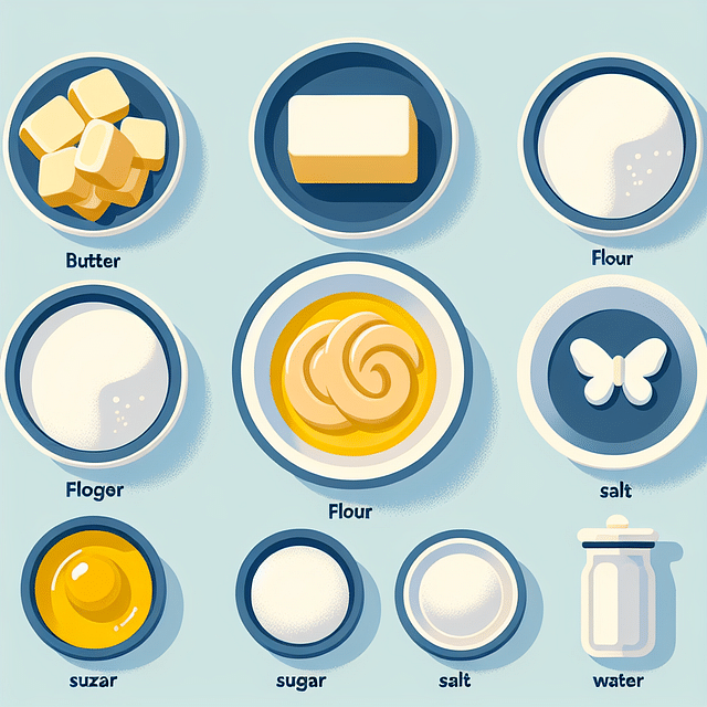 ingredients for puff pastry twists arranged on a kitchen counter