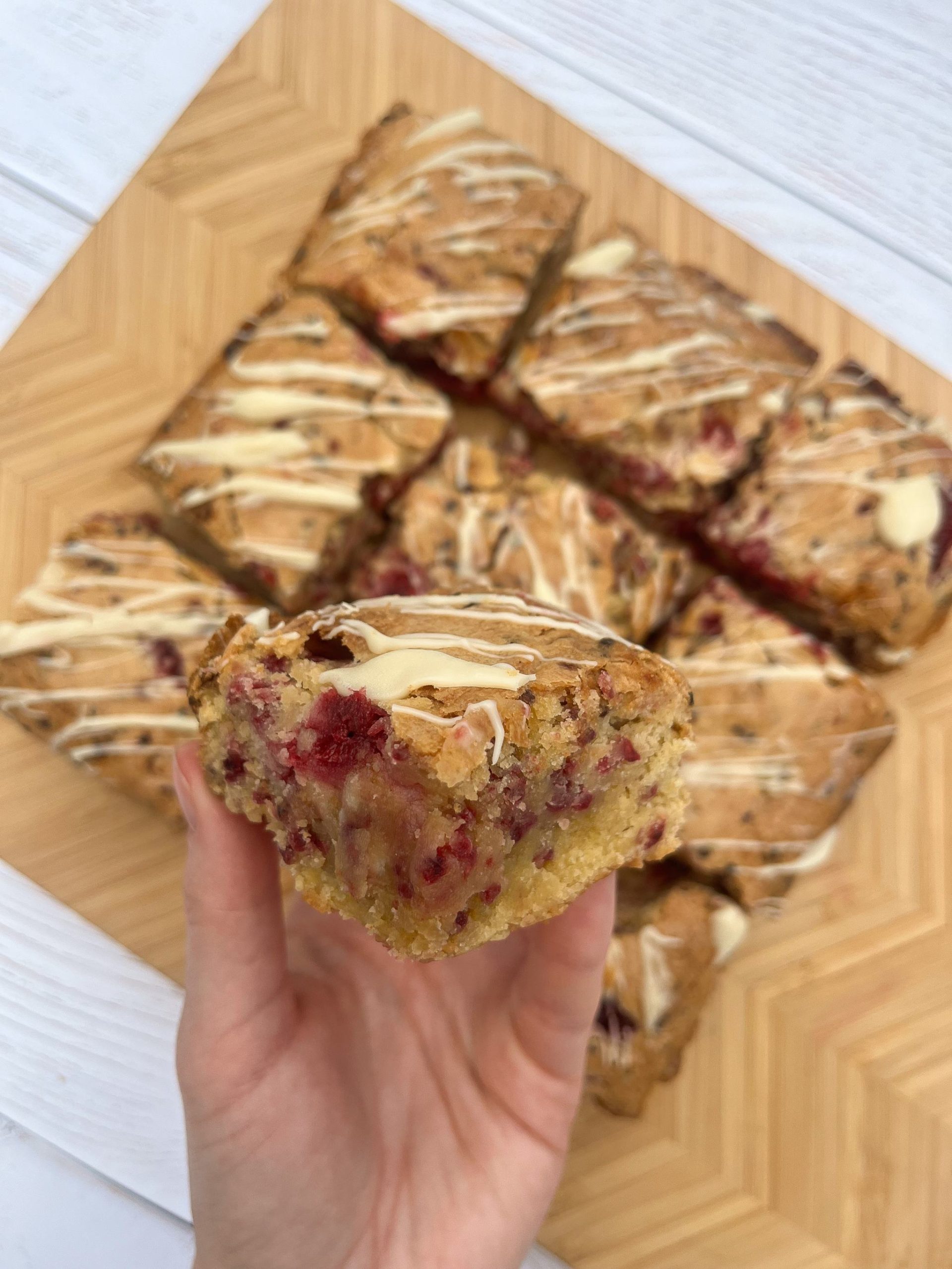 White Chocolate Raspberry Blondies