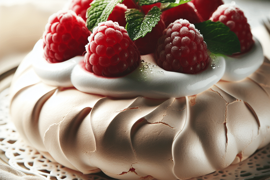 fresh raspberries on dessert