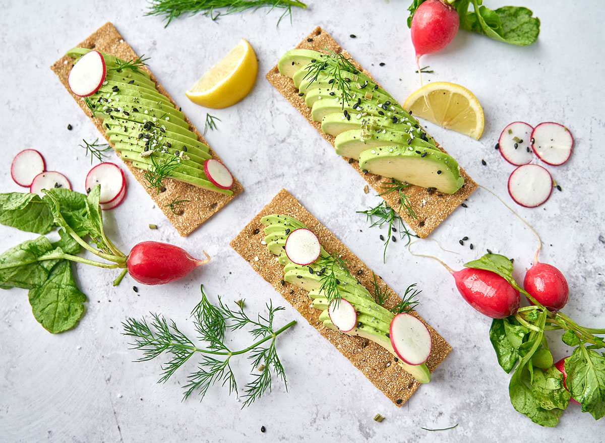 avocado radish rye crispbread