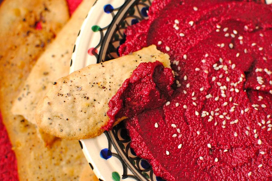 roasted beet feta crispbread