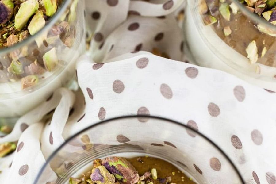 pistachio panna cotta dessert
