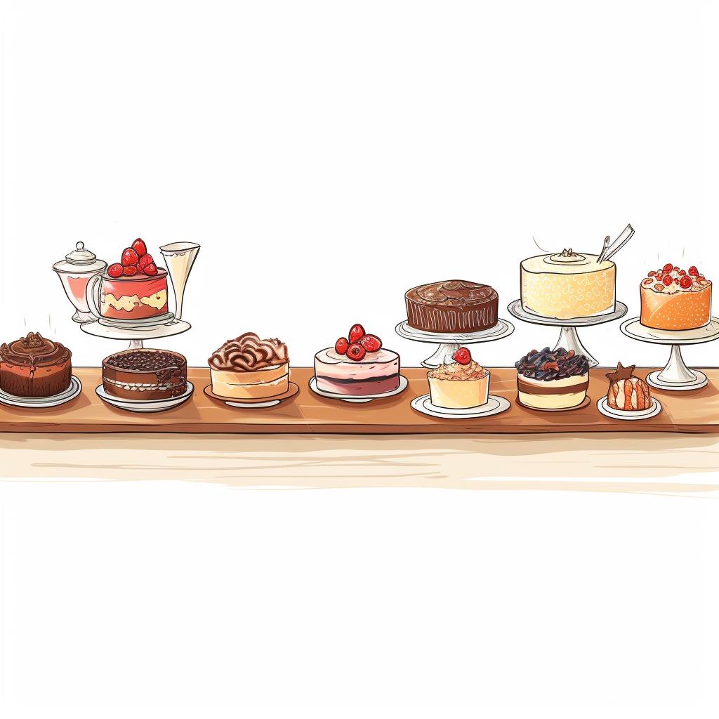 A rough sketch of a dessert table layout