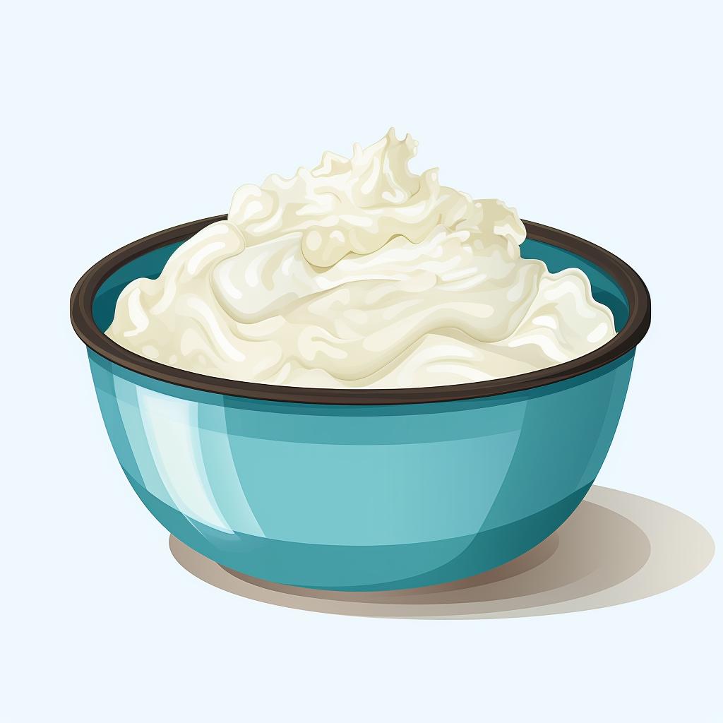 Mixing bowl with smooth cream cheese filling