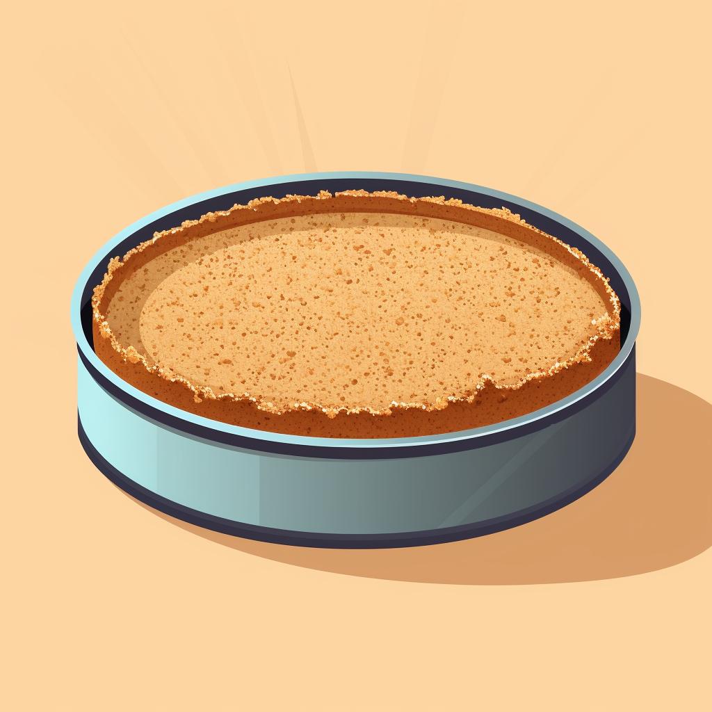Greased springform pan with graham cracker crust