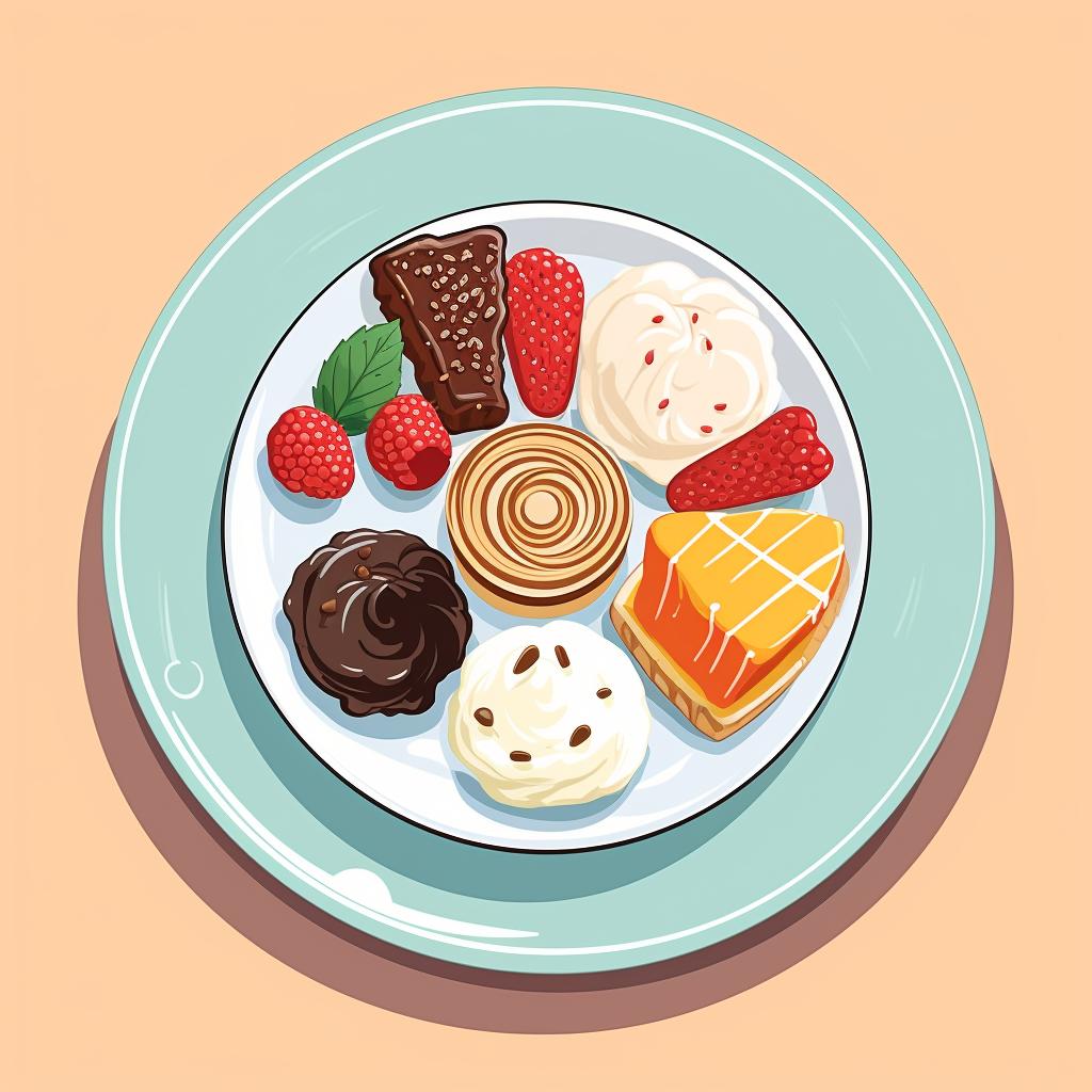 A dessert plate with a variety of flavors