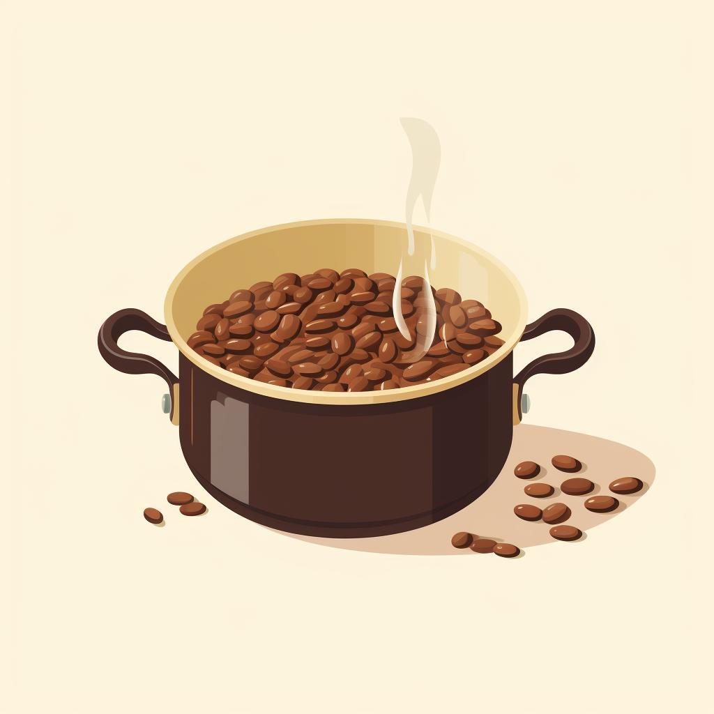 Beans boiling in a pot