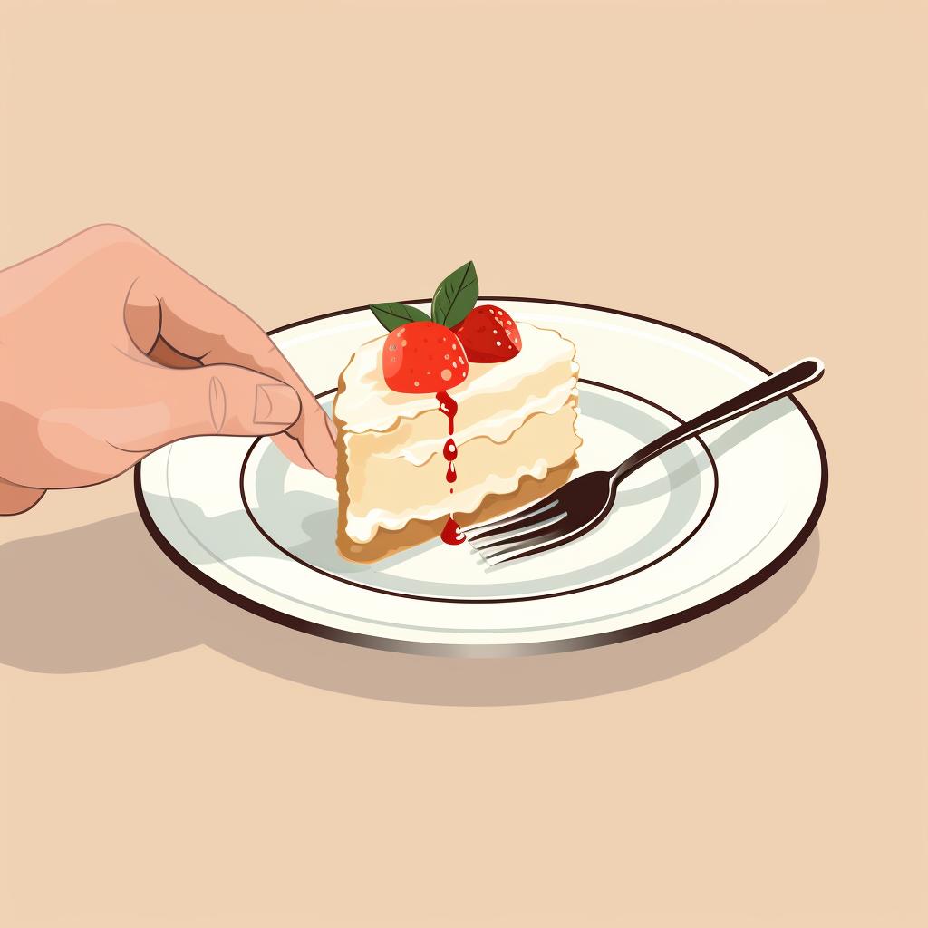 A person taking a small bite of dessert